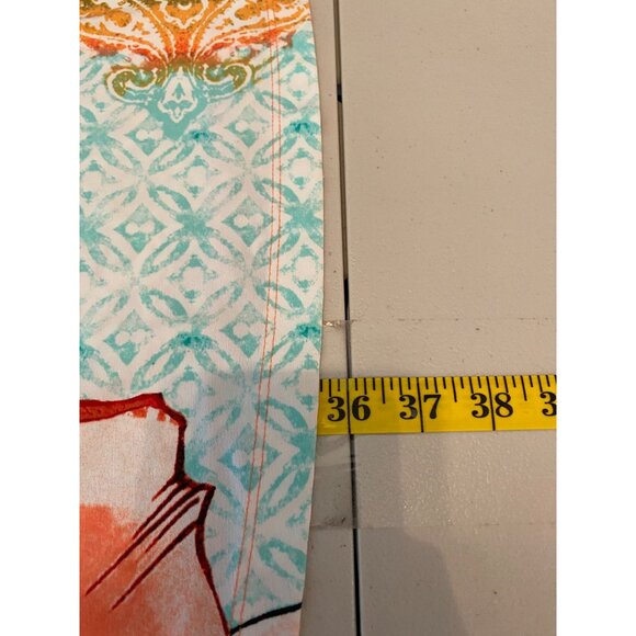 Chicos Multicolor Petite A-Line Dress Short Sleeve Stretchy V-Neck Cutout Medium - Picture 6 of 11